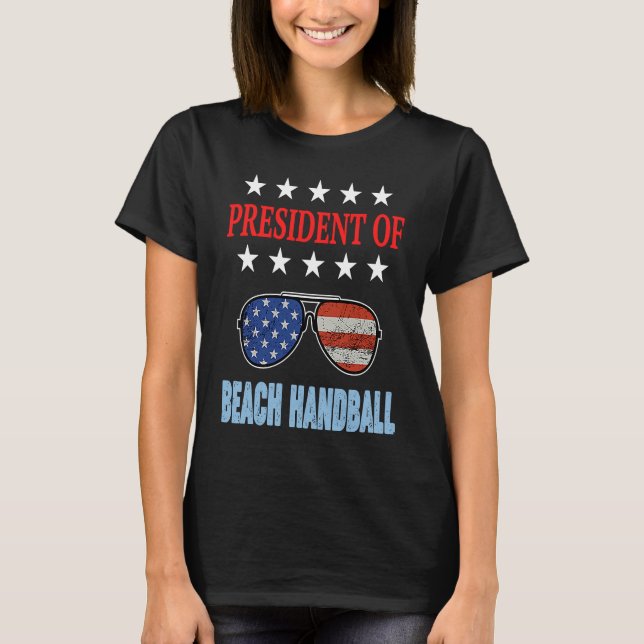 Beach Handball Accessories  USA Flag Beach Saying T-Shirt (Front)