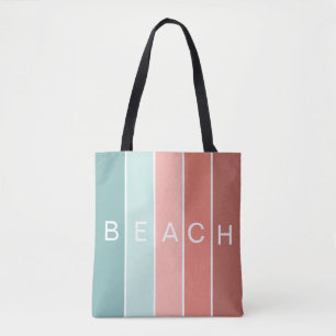 Beach happy cool blue modern stripes tote bag