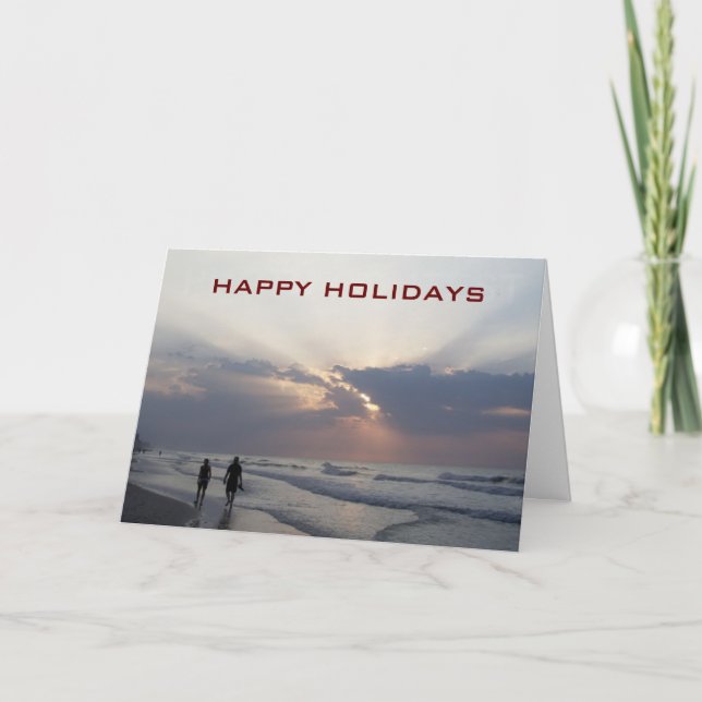 BEACH HAPPY HOLIDAYS=BE WARM/MERRY AND ENJOY! HOLIDAY CARD (Front)