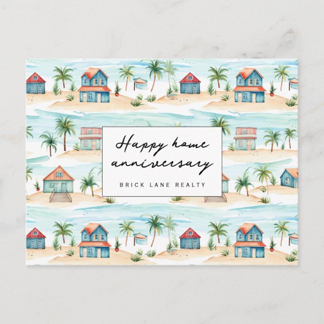 Beach Happy Home Anniversary Realty Postcard (Front)