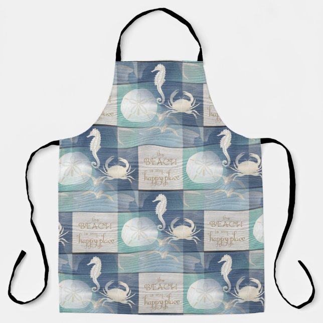 Beach Happy Place Blue Aqua Apron (Front)