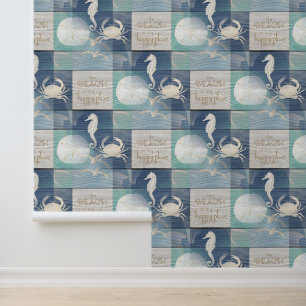 Beach Happy Place Blue Aqua Wallpaper