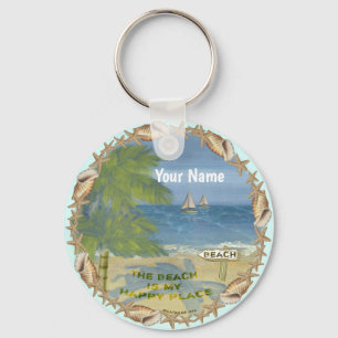 Beach Happy Place Key Ring
