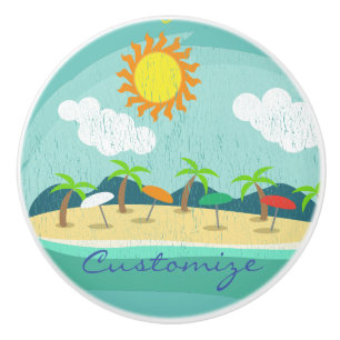 Beach Happy Place Thunder_Cove Ceramic Knob