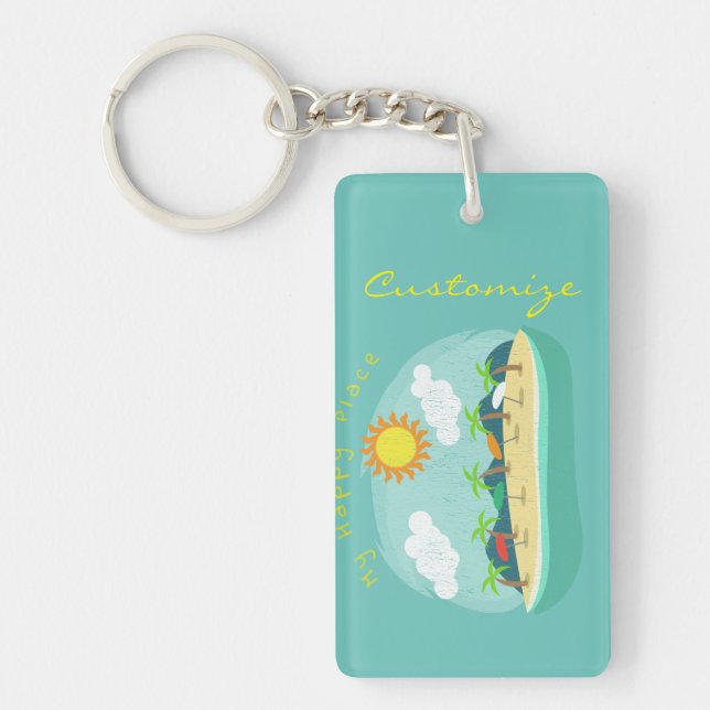 Beach Happy Place Thunder_Cove Key Ring (Front)