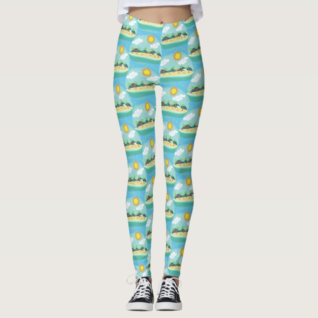 Beach Happy Place Thunder_Cove Leggings (Front)