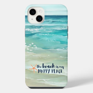 Beach Happy Place Watercolor Waves Coastal iPhone 14 Plus Case