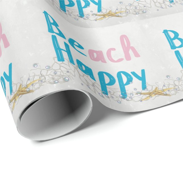Beach Happy starfish and net Wrapping Paper (Roll Corner)