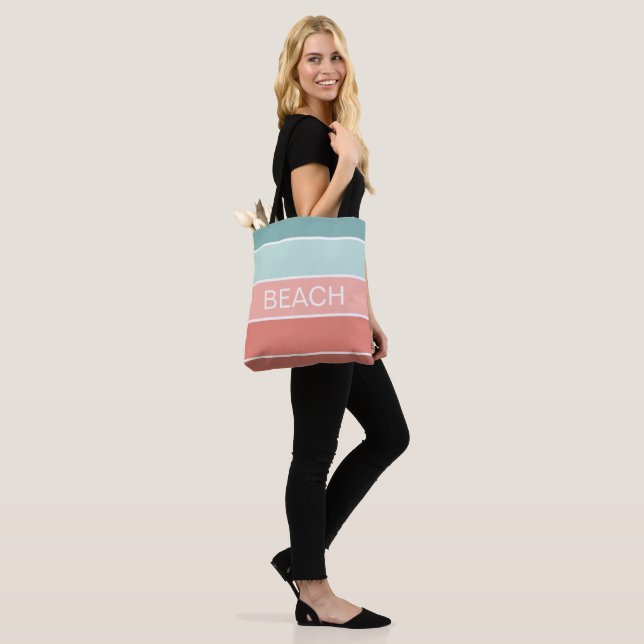 Beach Happy Summer Cool Stripes  Tote Bag (On Model)