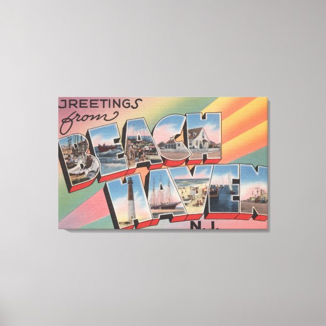 Beach Haven, New Jersey - Large Letter Scenes Canvas Print (Front)