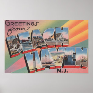 Beach Haven, New Jersey - Large Letter Scenes Poster