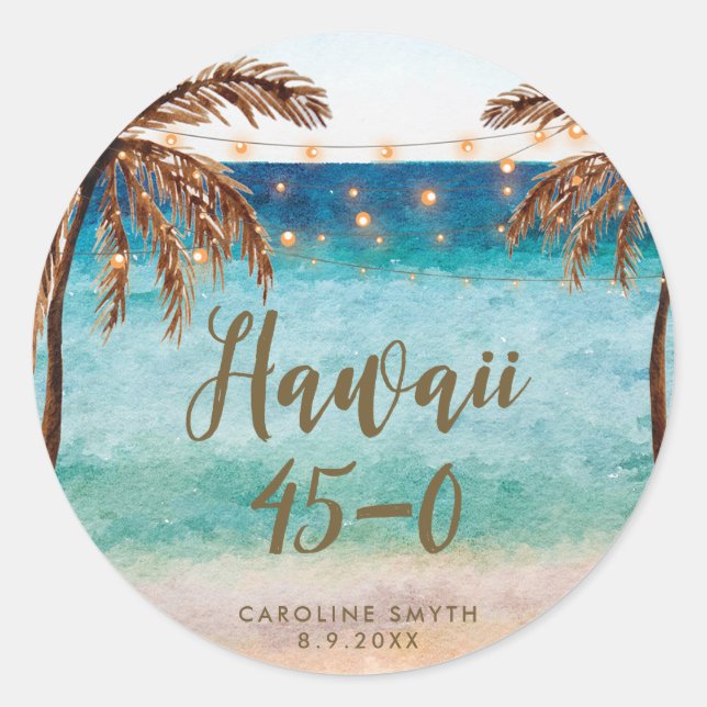 beach Hawaii 45 0 forty five o birthday sticker (Front)