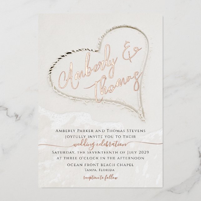 Beach Heart in the Sand Wedding (Front)