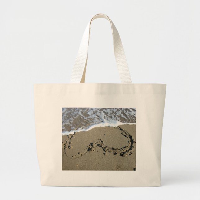 Beach Heart Large Tote Bag (Front)