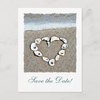 Beach Heart of Seashells Save the Date Postcards