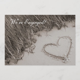 Beach Heart Sepia Engagement Announcement