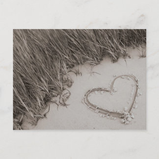 Beach Heart Sepia Postcard
