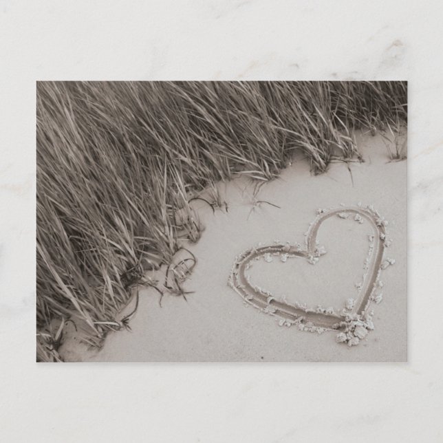 Beach Heart Sepia Postcard (Front)