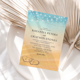 Beach Heart Shore Wedding Invitation