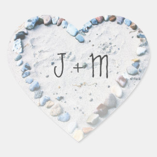 Beach Heart Wedding Favour Custom Stickers