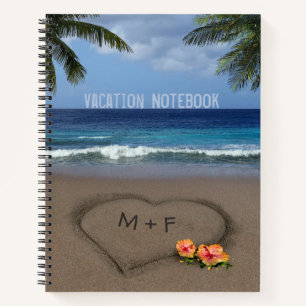 Beach Heart with customisable text on front & back Notebook