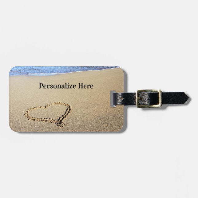 Beach Hearts In Sand Luggage Tag (Front Horizontal)
