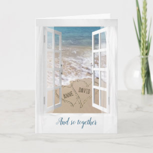 Beach Hearts in Window for Anniversary Card