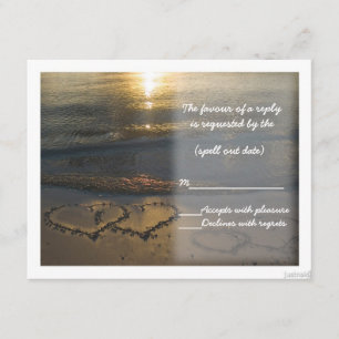 beach hearts sunrise rsvp card