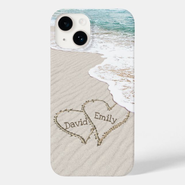 Beach Hearts with Names  Case-Mate iPhone Case (Back)