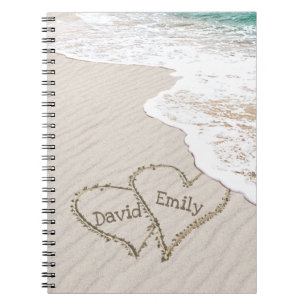 Beach Hearts with Names  Notebook