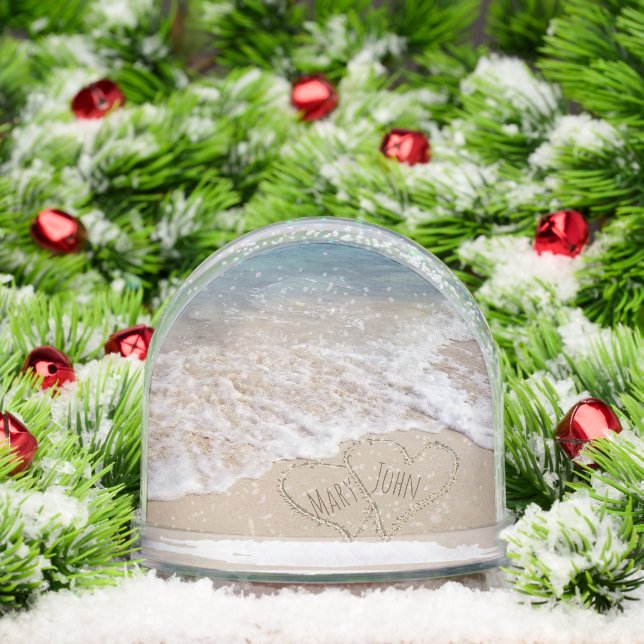 Beach Hearts With Names Snowglobe (Christmas)