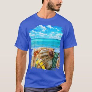 Beach Hermit Crab Chilling Drinking Pizza Funny Cu T-Shirt
