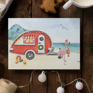 Beach Holiday RV Camper Camping Flamingo