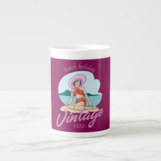 Beach holidays  bone china mug (Front)