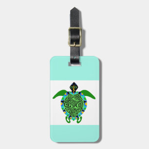 Beach holidays - Sea TURTLE - Conservation - Aqua  Luggage Tag