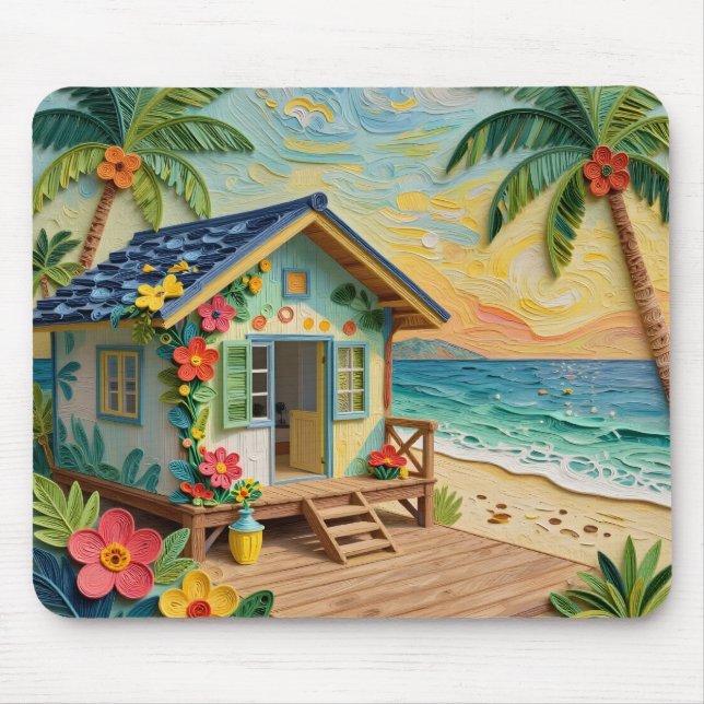 Beach Home Oceanic Coastal Art Mouse Mat (Front)