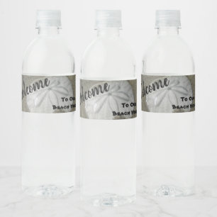 Beach Home Sand Dollar Photo House Guest Welcome Water Bottle Label