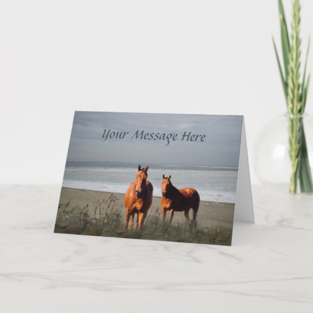 Beach Horses Greeting Card (Front)