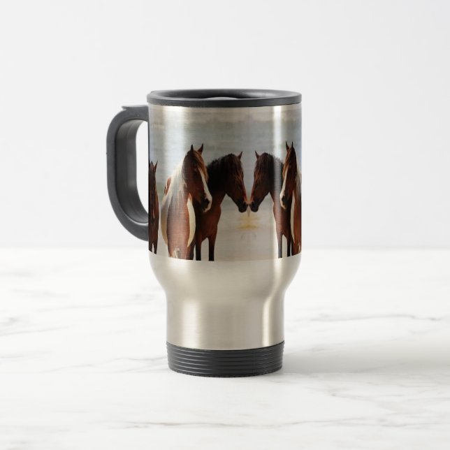 Beach Horses Travel/Commuter Mug (Front Left)