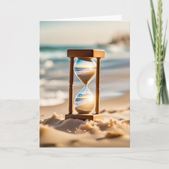 Beach Hourglass Birthday Card (Front)