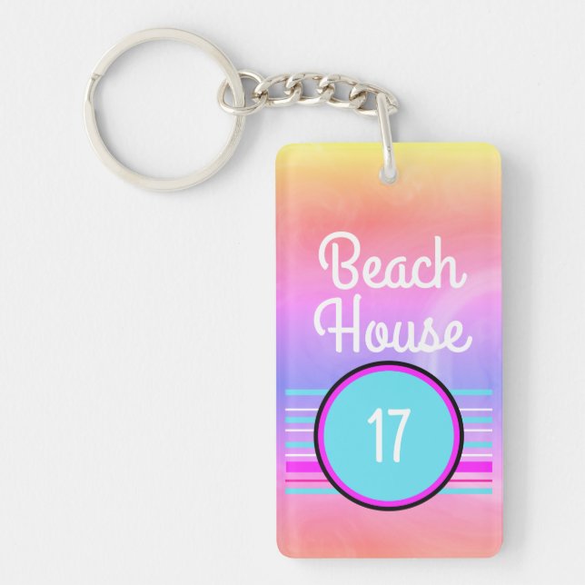 Beach House 80s Pastels Key Ring (Front)