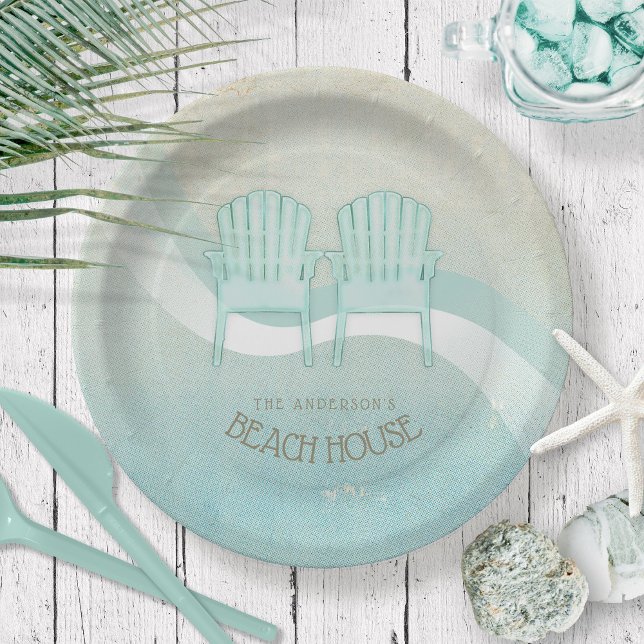 Beach House Adirondack Chairs Aqua Blue ID623 Paper Plate (Creator Uploaded)