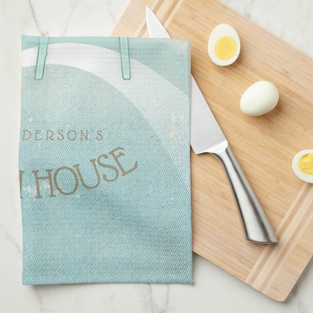 Beach House Adirondack Chairs Aqua Blue ID623 Tea Towel (Quarter Fold)