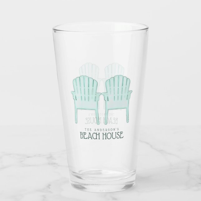 Beach House Adirondack Chairs Aqua ID623 Glass (Back)