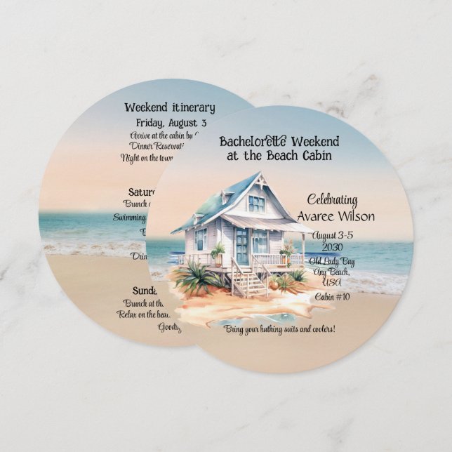 Beach House Bachelorette Party Invitation (Front/Back)