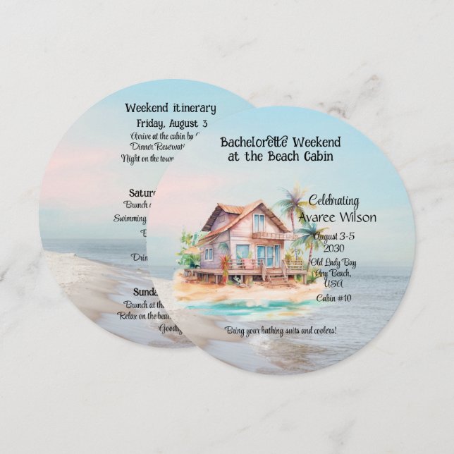 Beach House Bachelorette Party Invitation (Front/Back)