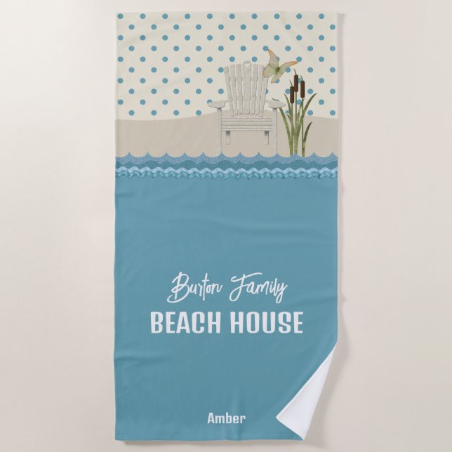 Beach House Beach Scene Lake House Beach Towel (Front)