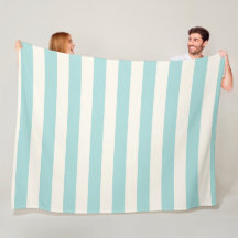 Beach House Blanket Aqua and Ivory Stripes