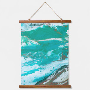 Beach House Blue abstract wave Hanging Tapestry