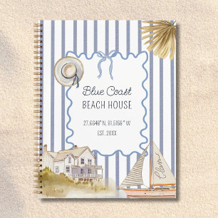 Beach House Blue Coastal Chic Guestbook Notebook